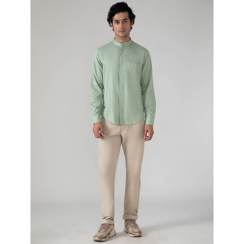 Subtract Cotton Tencel Shirt in Mint Green - Slim Fit (38)