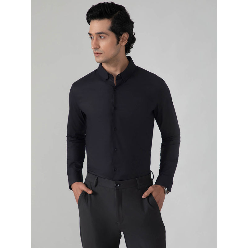 Subtract Dobby Evening Shirt in Raven Black - Slim Fit (40)