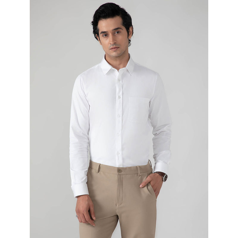 Subtract Cotton Lycra Formal Shirt in White - Slim Fit (42)