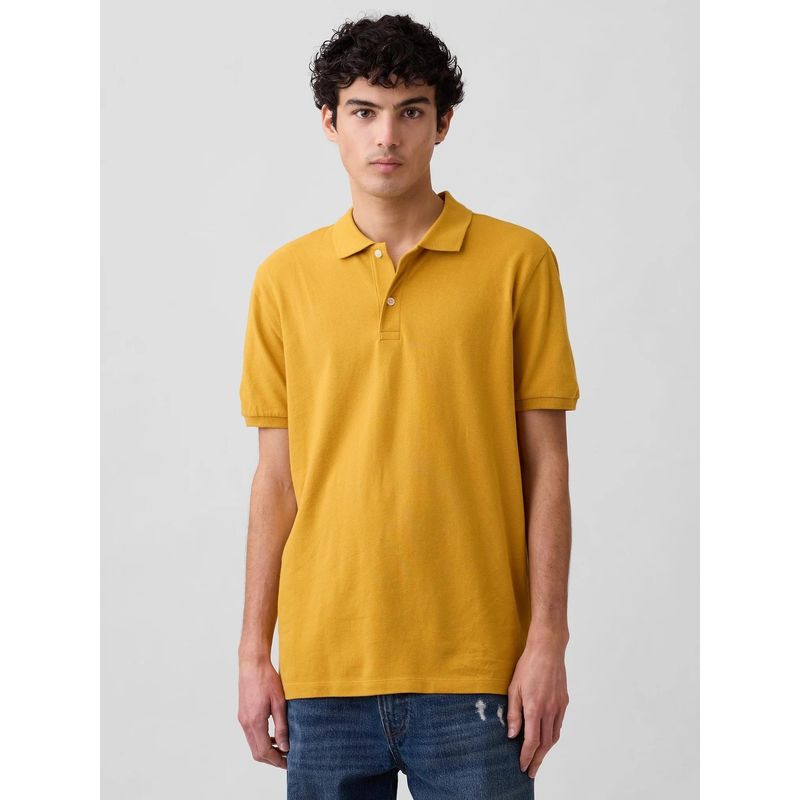 GAP Mens Polo Neck Polo T-shirt - Mustard (L)