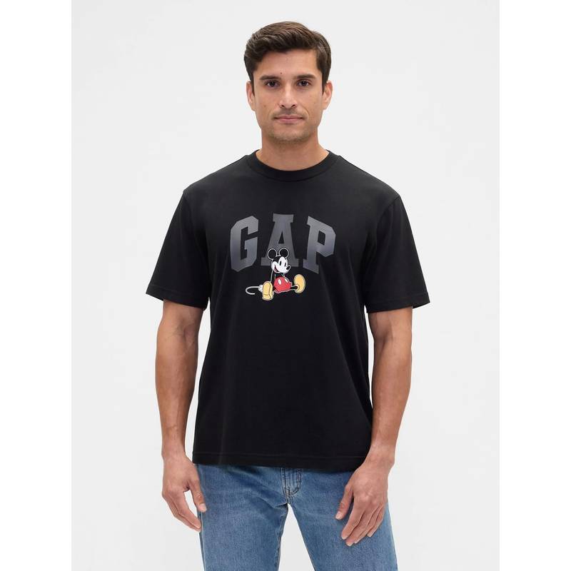 GAP Mens Mickey Mouse Character Print Crew Neck T-shirt - Black (L)