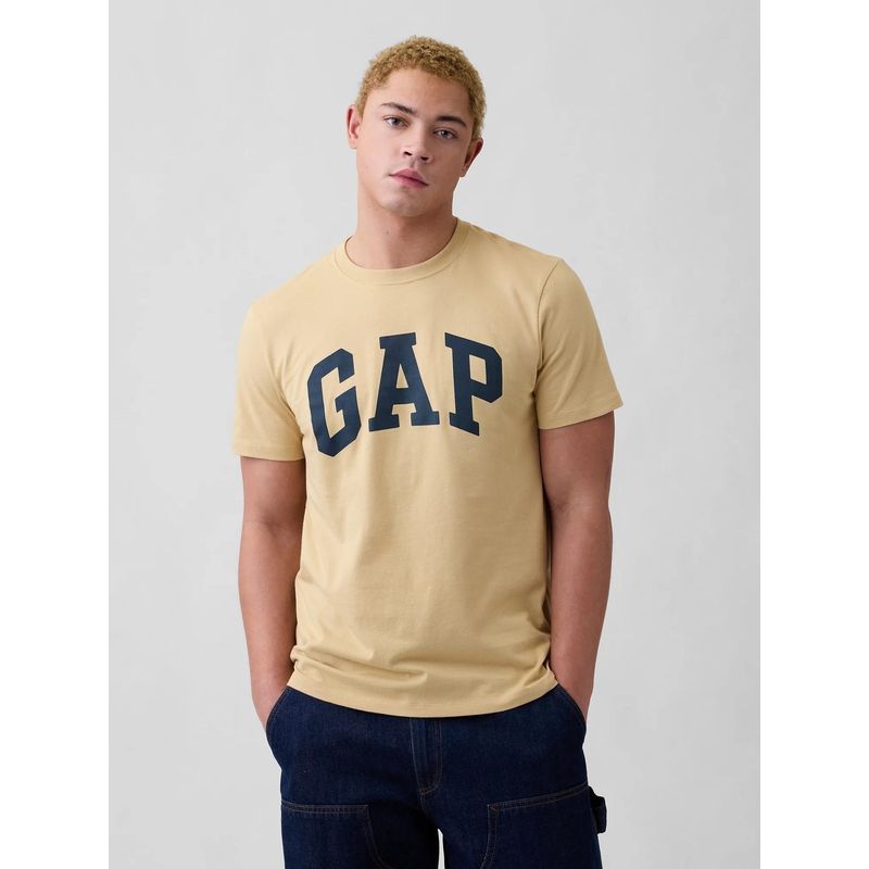 GAP Mens Logo Printed Crew Neck T-shirt - Beige (XS)