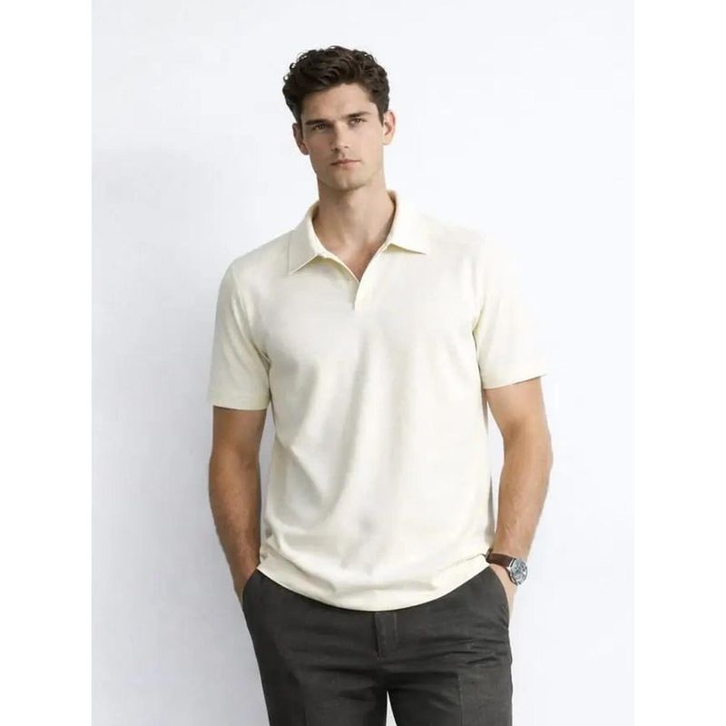 Cove and Lane Colourblock Cotton Polo T-shirt - Pistachio Cream (S)