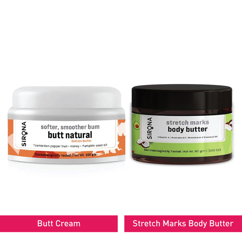 Sirona Natural Body Butter with Shea Butter with Back and Bum Cream