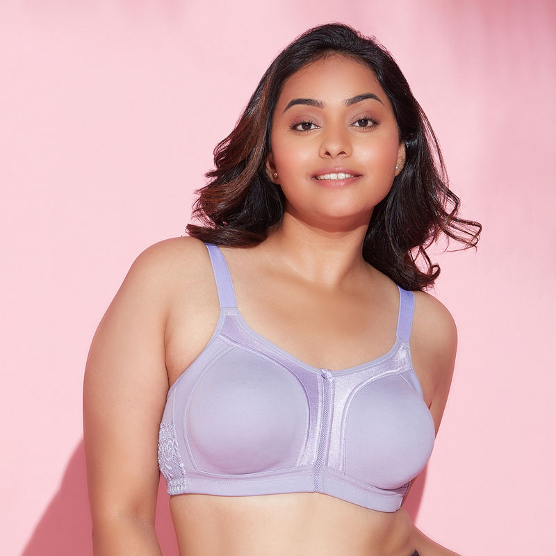 Nykd By Nykaa Everyday Cotton M-Frame Bounce Control Non-Padded Non-Wired Bra NYB101 Purple (32DD)