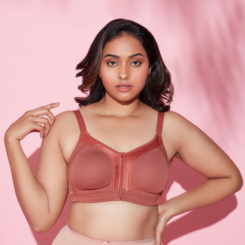 Nykd By Nykaa Everyday Cotton M-Frame Bounce Control Non-Padded Non-Wired Bra NYB101 Rust (42C)