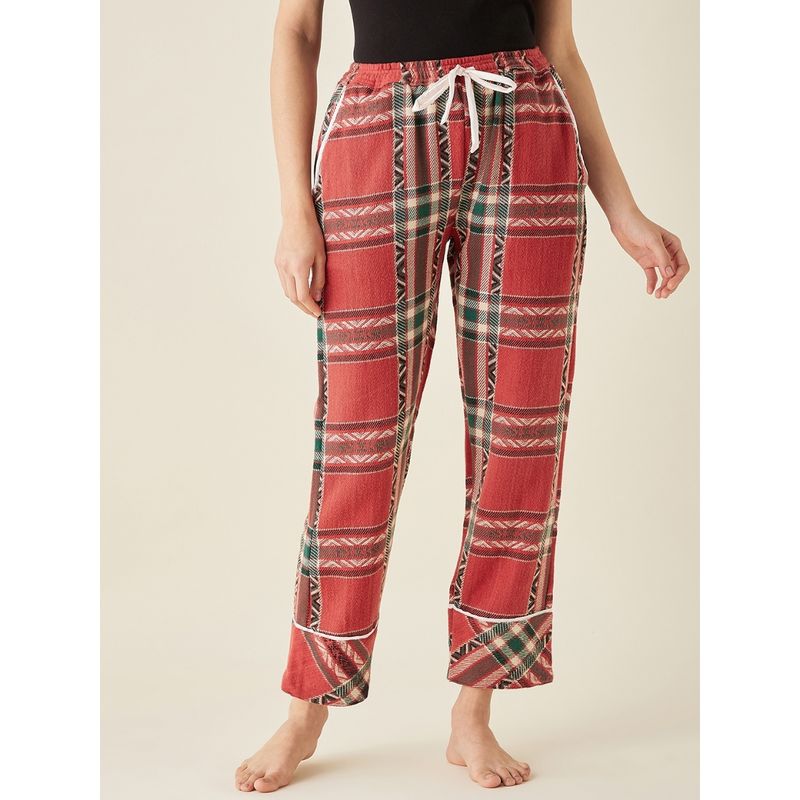 The Kaftan Company Winter Holiday Red Thick Cotton Pyjama (M)