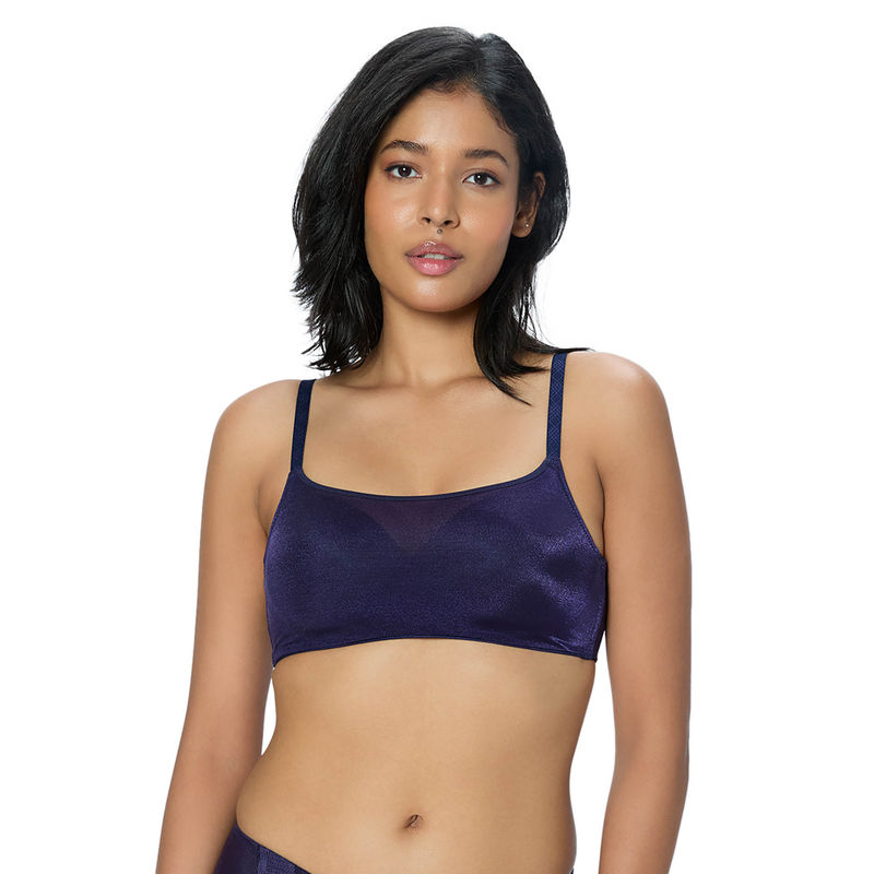 Triumph Navy Blue Elegant Shimmer Non-Wired Seamless Padded Bra (34E)