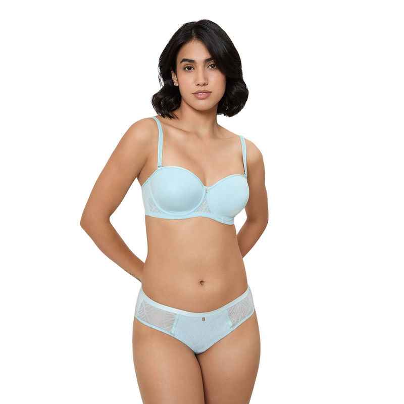 Triumph Turquoise Fancy Shimmer Detachable and Fancy Straps Wired Padded Balconette Bra (36C)