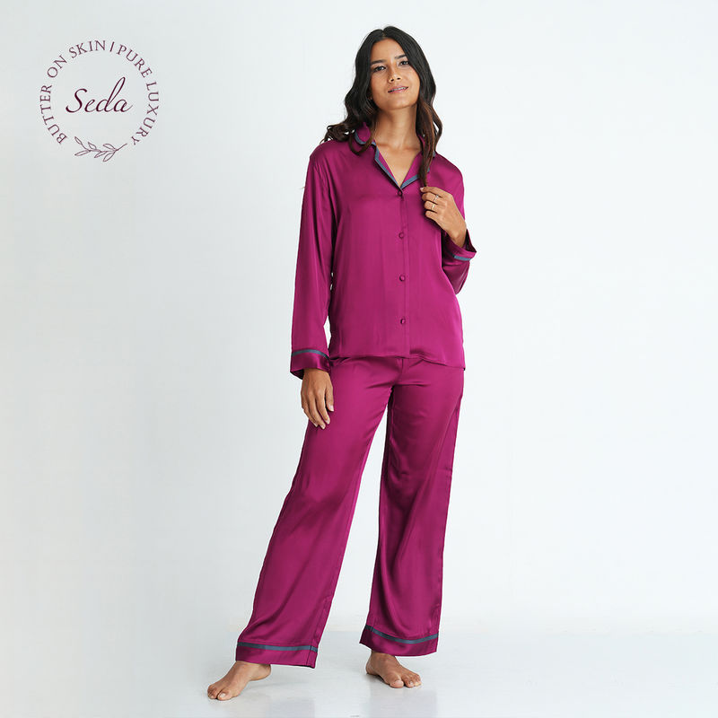 Mackly Womens Satin Pyjama (Set of 2) (2XL)