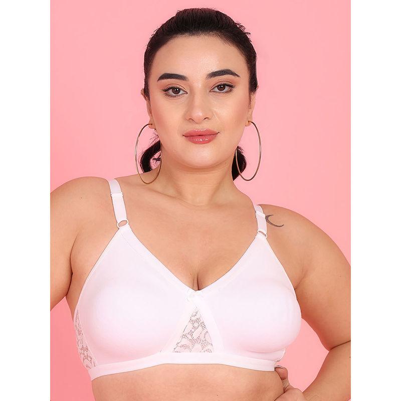 Curvy Love White Plus Size Soft Cotton Everyday Full Bra (42E)