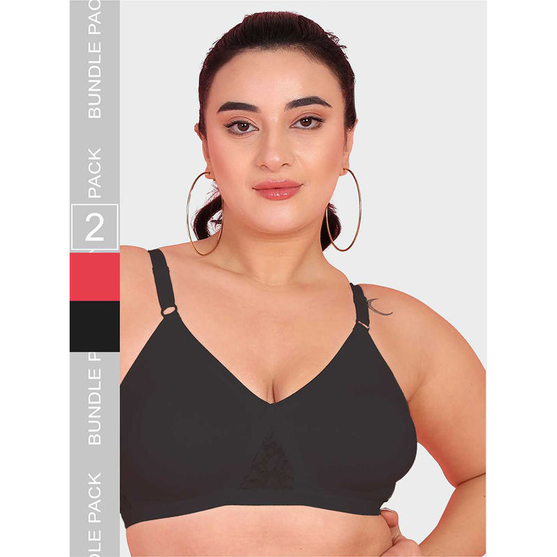 Curvy Love Multi-Color Plus Size Soft Cotton Everyday Full Bra (Pack of 2) (34B)