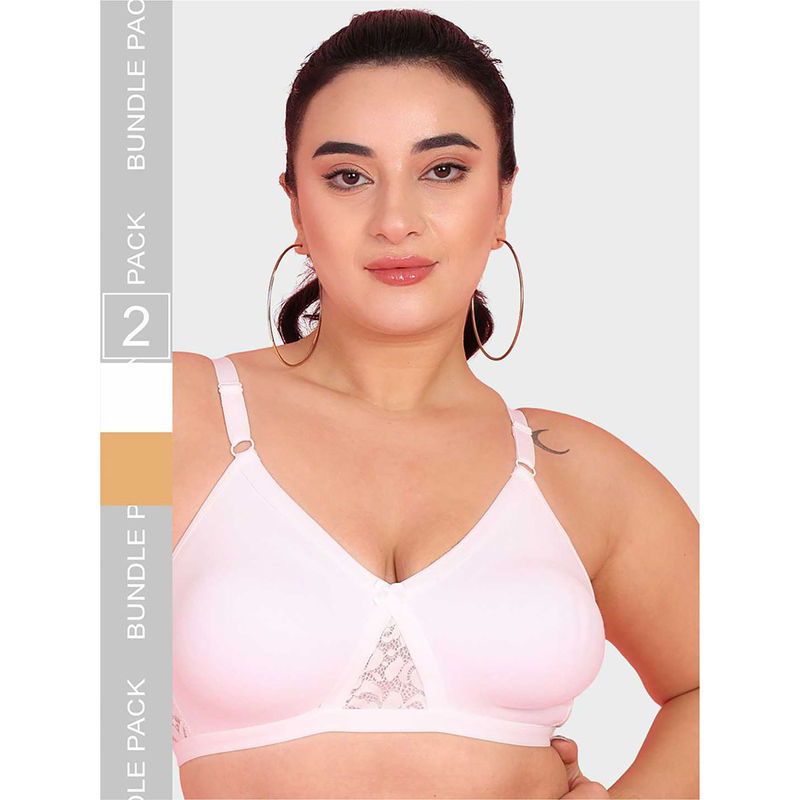 Curvy Love Multi-Color Plus Size Soft Cotton Everyday Full Bra (Pack of 2) (34B)