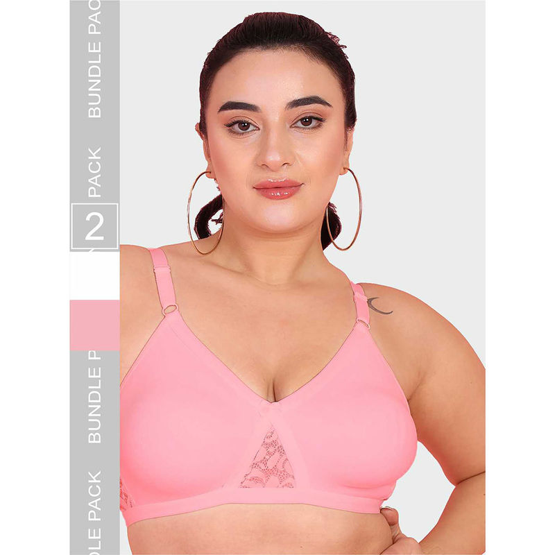 Curvy Love Multi-Color Plus Size Soft Cotton Everyday Full Bra (Pack of 2) (34B)