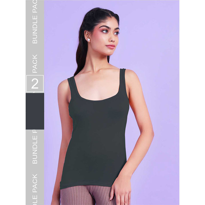 Da Intimo Multi-Color Soft Cotton Broad Strap Camisole (Set of 2) (XS)