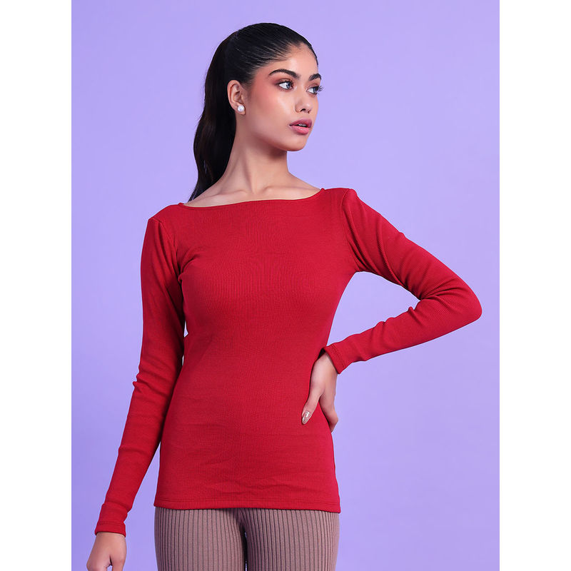 Da Intimo Red Boat Neck Hot Warmers Top (M)