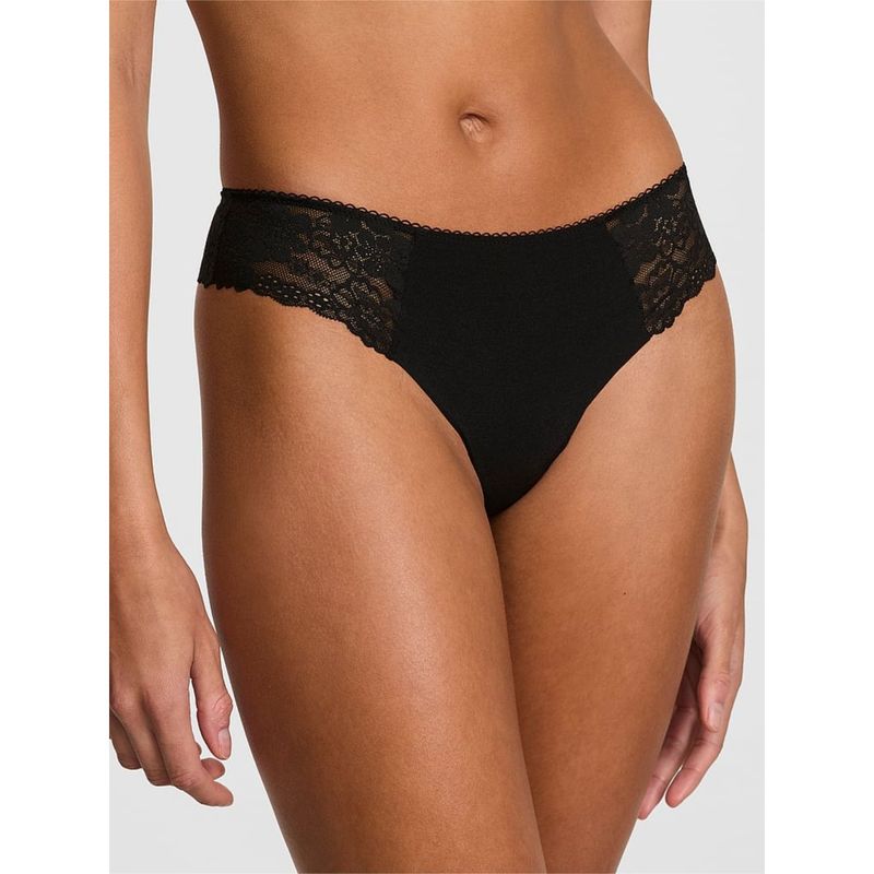 Victoria's Secret PINK No-Show Thong Panty - Black (S)