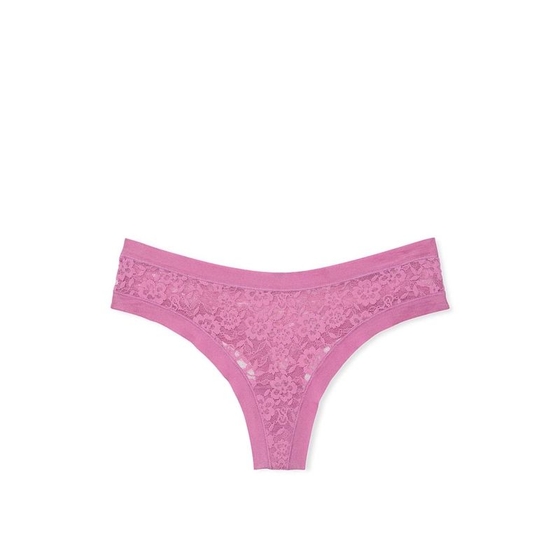 Victoria's Secret No-Show Lace Thong Panty - Purple (S)