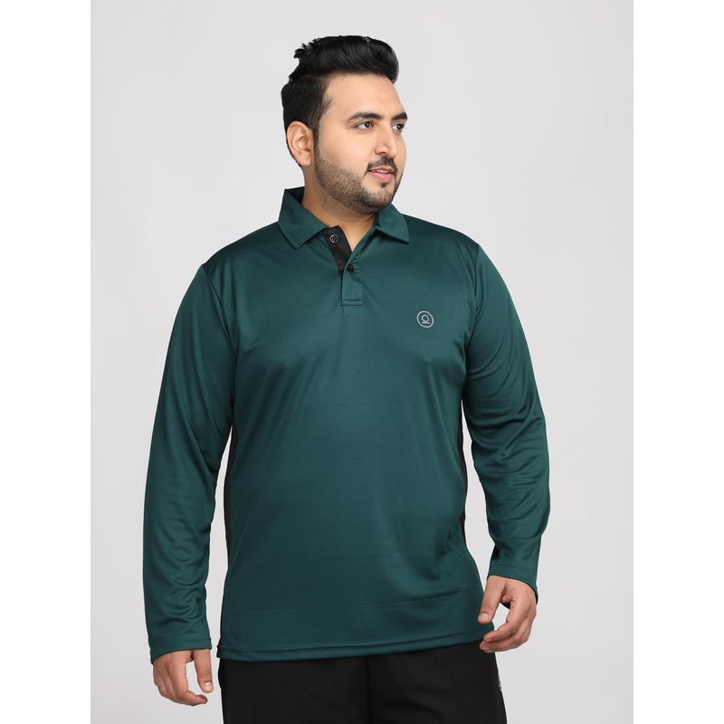 CHKOKKO Green Men Full Sleeve Polo T-Shirt (S)