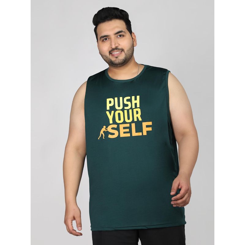 CHKOKKO Green Men Printed Gym Vest (4XL)