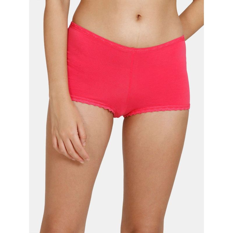 Zivame Low Rise Full Coverage Boyshort Panty - Rose Red Red (S)