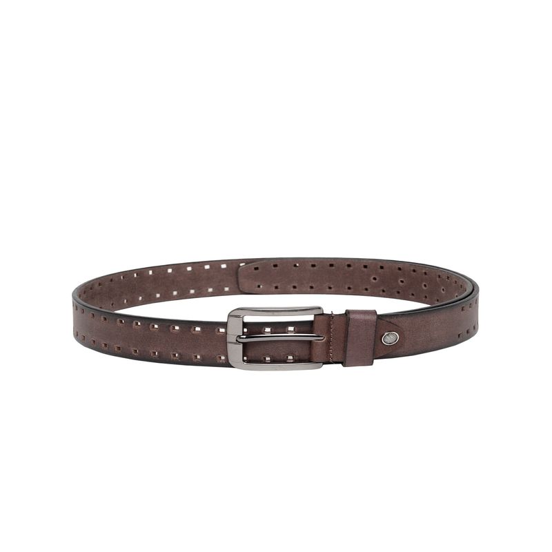 Teakwood Leathers Men Brown Solid Belt With Cut-outs - 34
