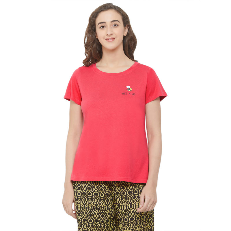 SOIE Women's Soft Cotton Lounge T-shirt - Red (L)