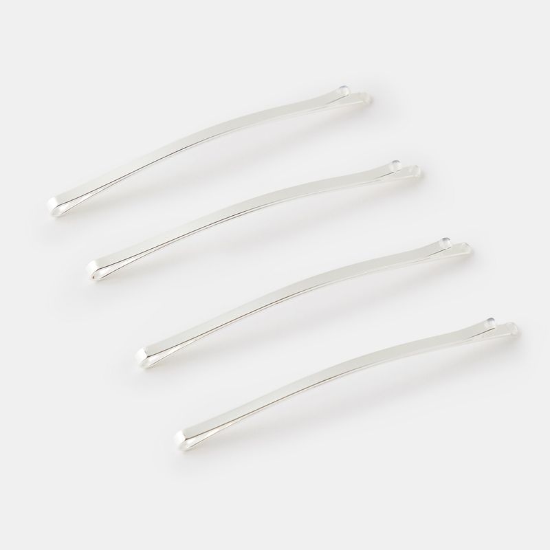 Accessorize London Women's SilverSet of 4 Long Metal hair Clips Buy
