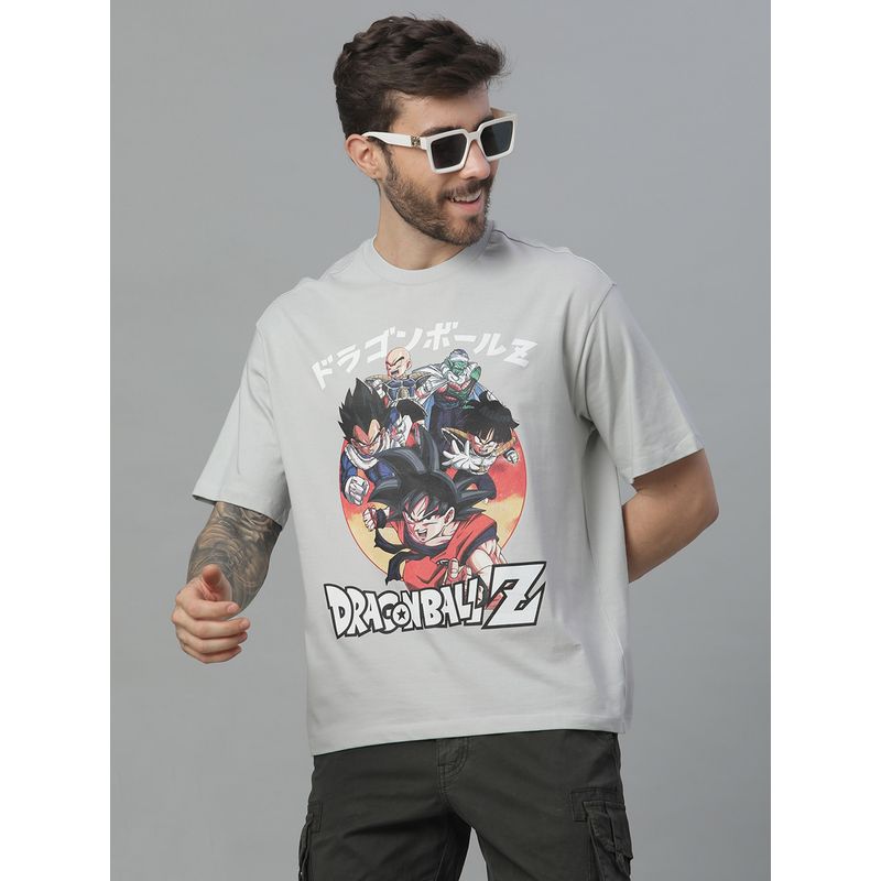 Free Authority Dragon Ball Z Printed Loose Fit Grey Cotton Men T-Shirt