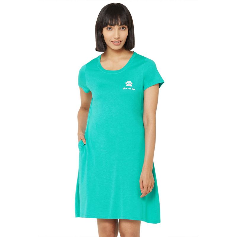 SOIE Womens Super-Soft Cotton Modal Sleep Shirt - Green (M)(M)