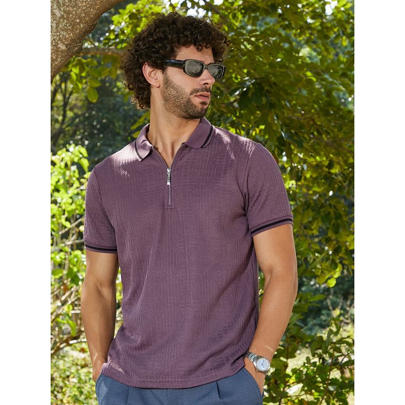 Campus Sutra Mens Amethyst Purple Oblique Polo T-Shirt (XL)