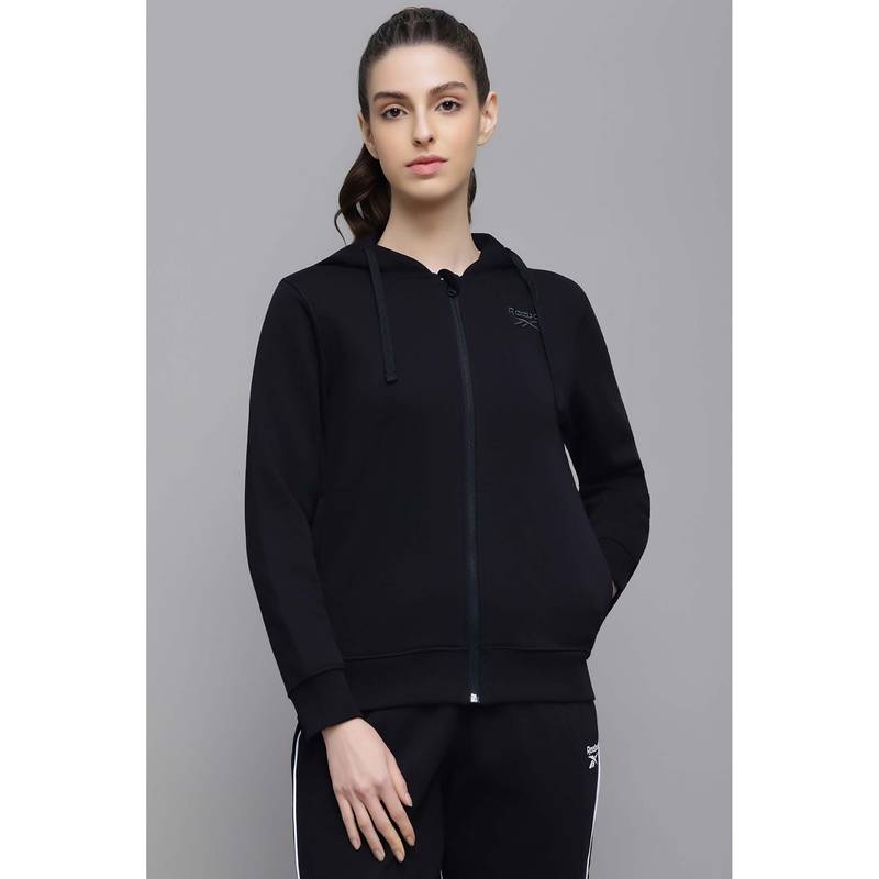 Reebok Women's Branded Fleece Black Jacket (M)