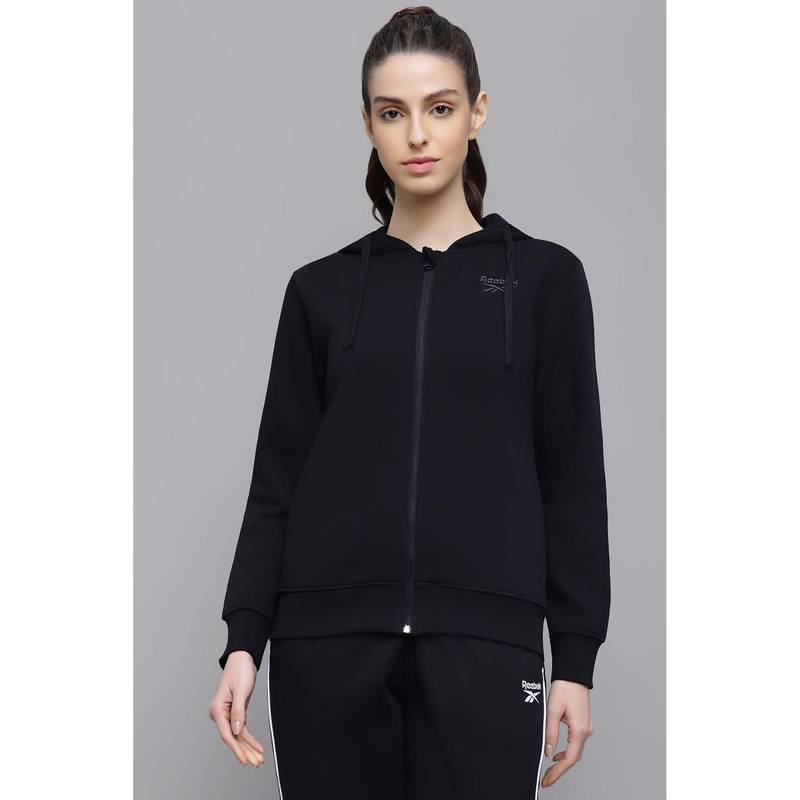 Reebok Women's Branded Fleece Black Jacket (M)