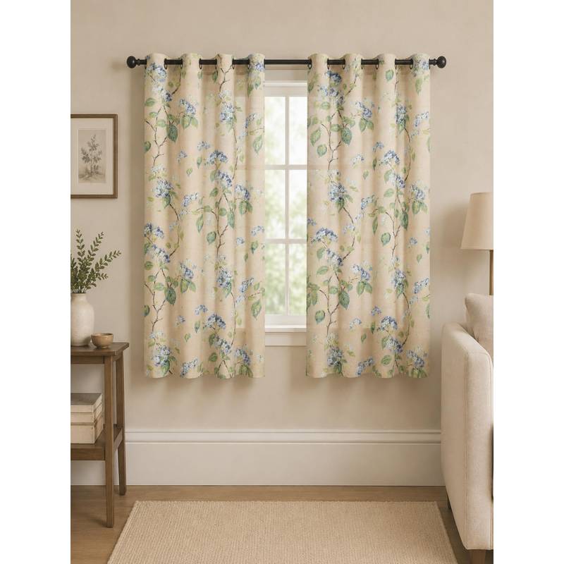 The Home Story Linen Sheer Cotton Long Door Curtains - Peach (Pack of 2) (9 Feet)