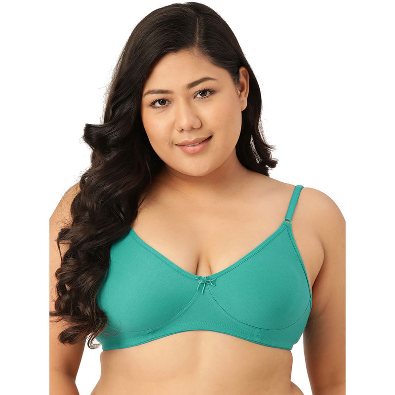 Leading Lady Woman Everyday Cotton Non Padded Green Full Coverage Bra (38D)