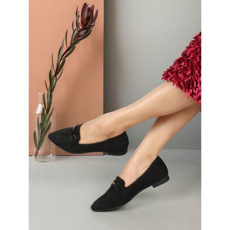 ELLE Womens Fashionable Black Color Solid Party Wear Loafers (EURO 41)