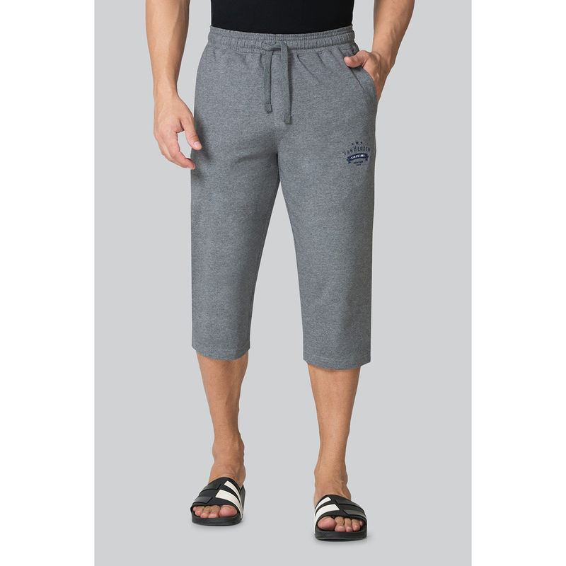 Van Heusen Men Drawstring Waist & Functional Pockets Capri Shorts - Mid Grey Melange (S)