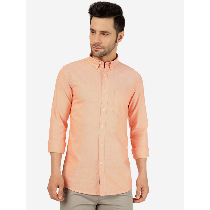 JadeBlue Pastel Orange Casual Cotton Shirt (42)