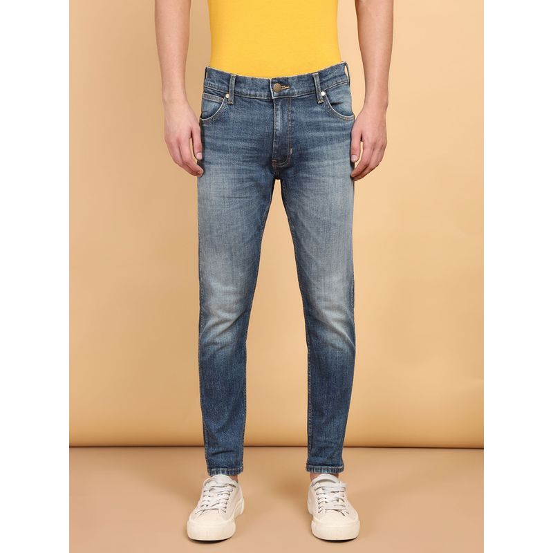 Wrangler Men's Blue Bostin Slim Fit Mid Rise Heavy Fade Jeans (38)