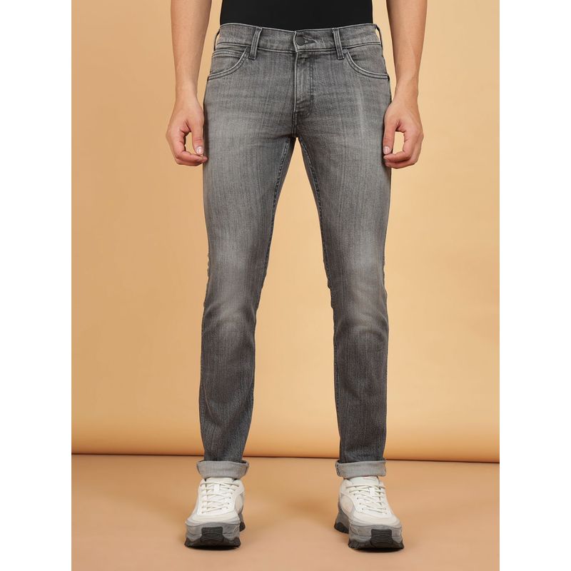 Wrangler Men's Grey Skanders Slim Fit Low Rise Heavy Fade Jeans (34)