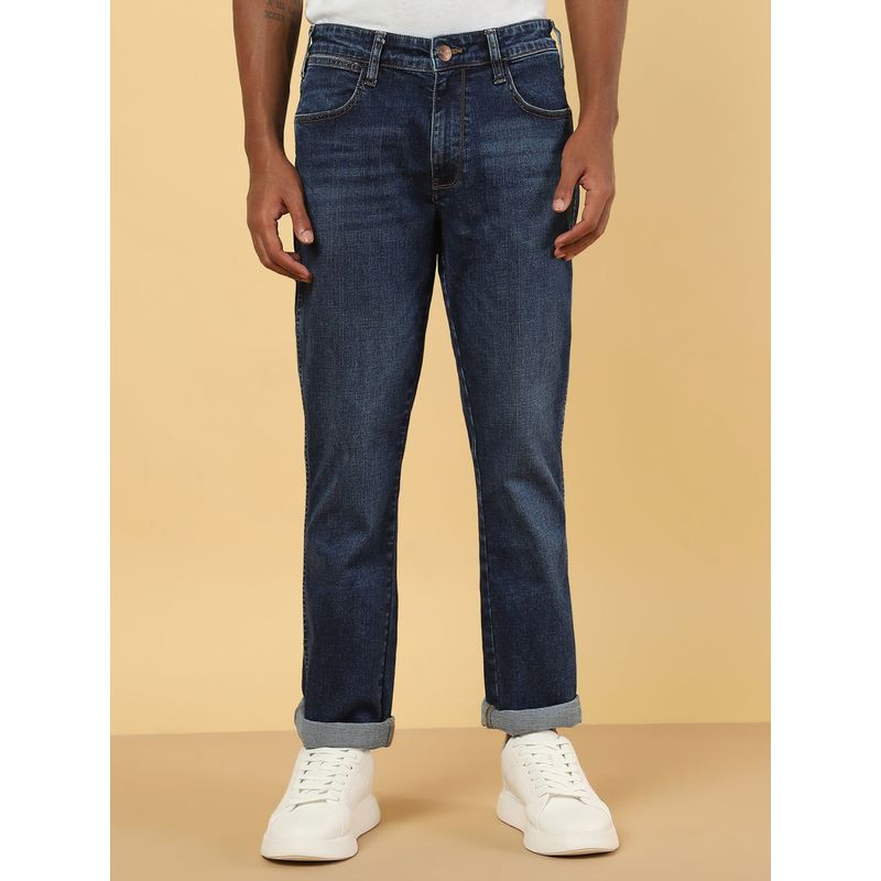 Wrangler Men's Blue Millard Straight Fit Mid Rise No Fade Jeans (36)