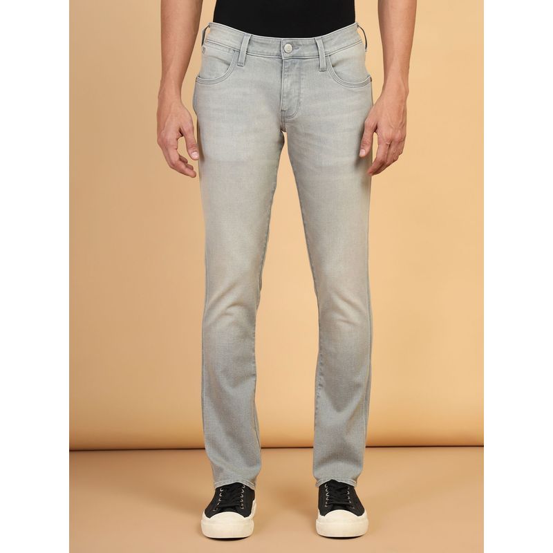 Wrangler Men's Grey Skanders Slim Tapered Fit Low Rise Jeans (32)