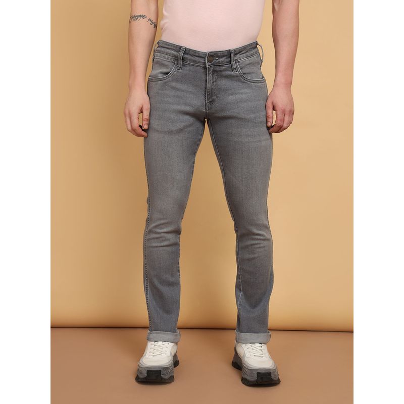 Wrangler Men's Grey Skanders Slim Fit Low Rise Light Fade Jeans (36)