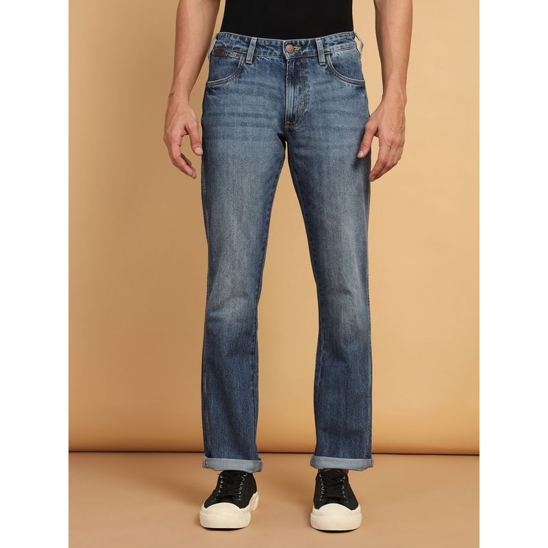 Wrangler Men's Blue Vegas Skinny Fit Low Rise Heavy Fade Jeans (36)