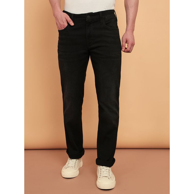 Wrangler Men's Black Regular Fit High Rise Jeans (38)