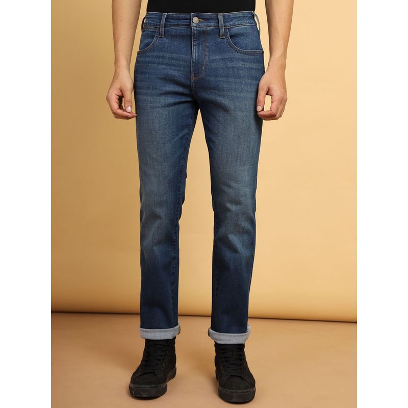 Wrangler Men's Blue Jacks Ville Slim Fit Mid Rise Jeans (34)