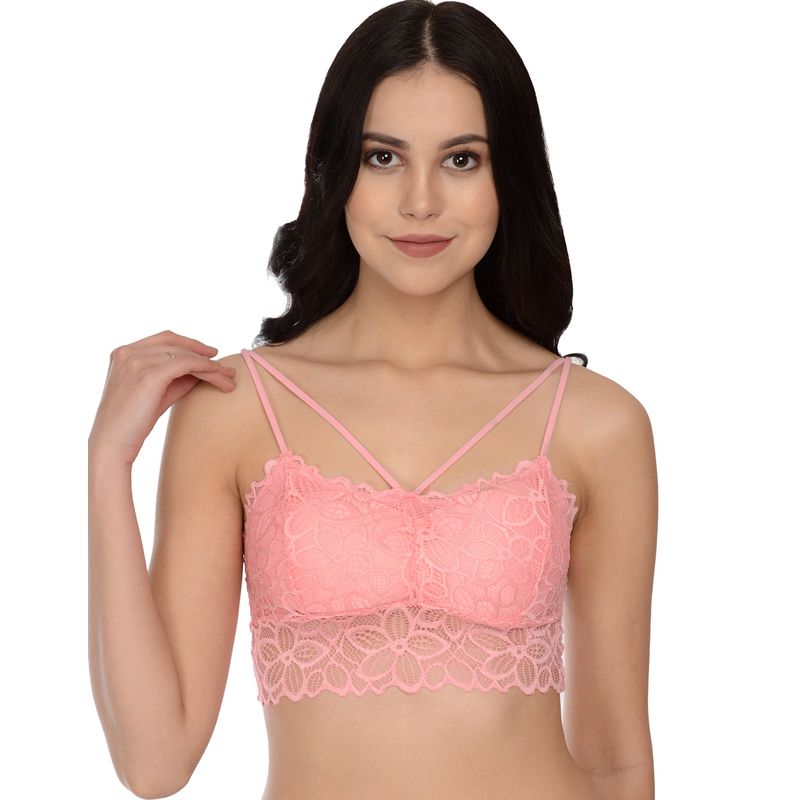 Buy Mod & Shy Pink Lacy caze Bralette bra Online
