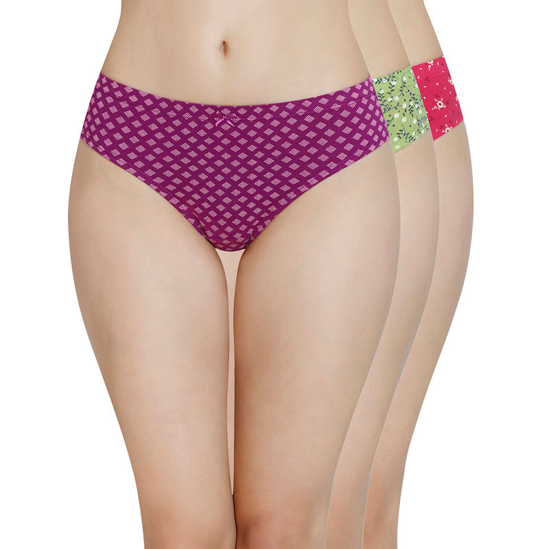 Amante Inner Elastic Printed Mid Rise Bikini Panty (Pack of 3) - Multi-Color (L)