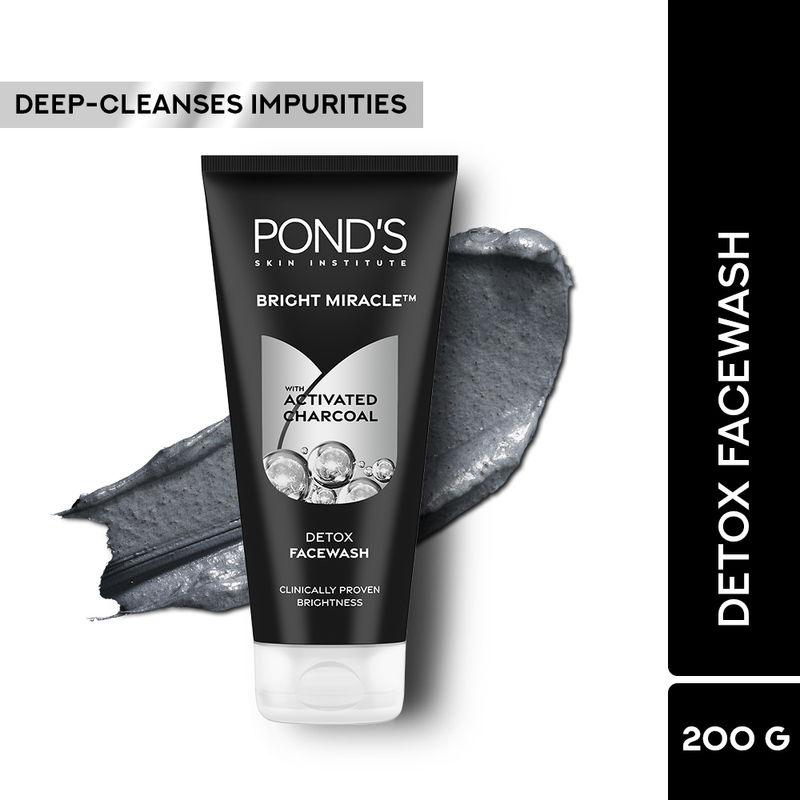 Ponds Pure Detox Facewash with Activated Charcoal Daily Exfoliating & Brightening Cleanser