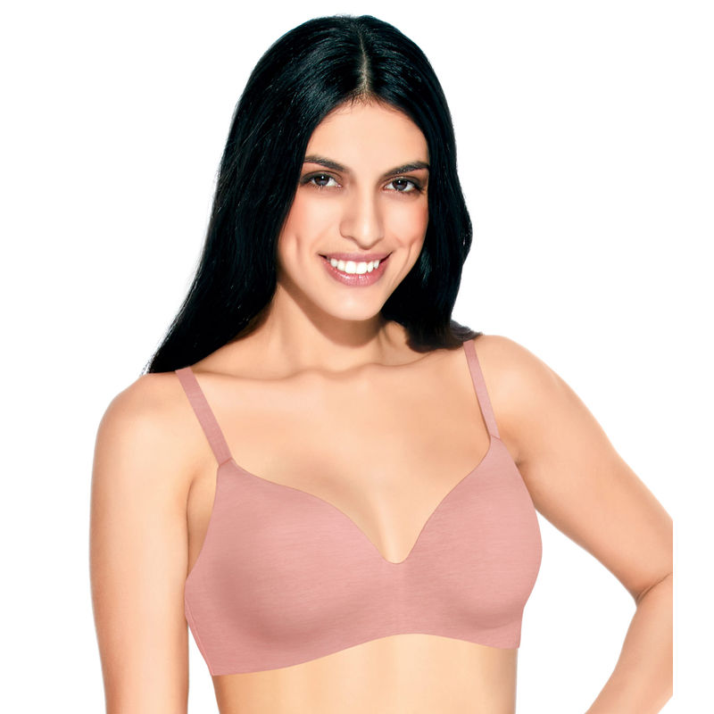 Enamor F084 Seamless Ultra Smoothening With Invisible Edges T-Shirt Bra - Padded Wirefree - Pink
